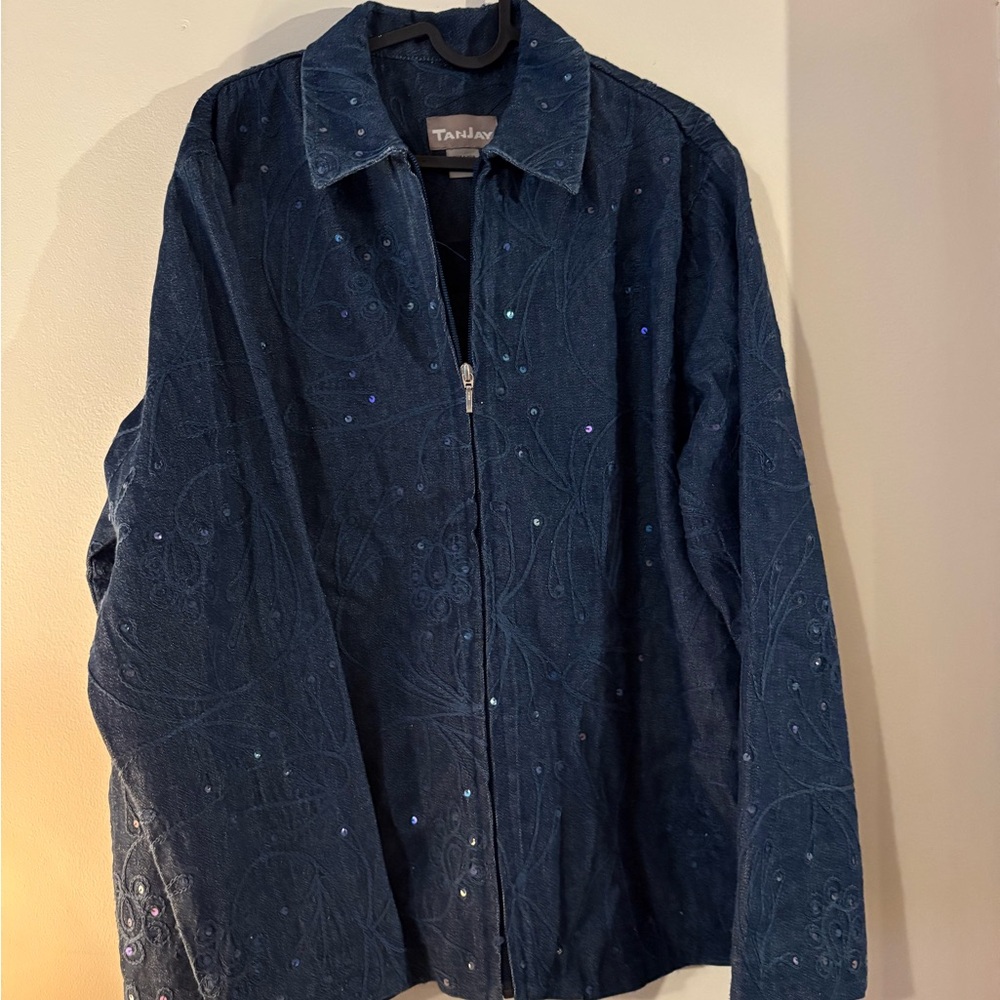 Vintage TanJay plus size Navy Textured Jacket (14-16)